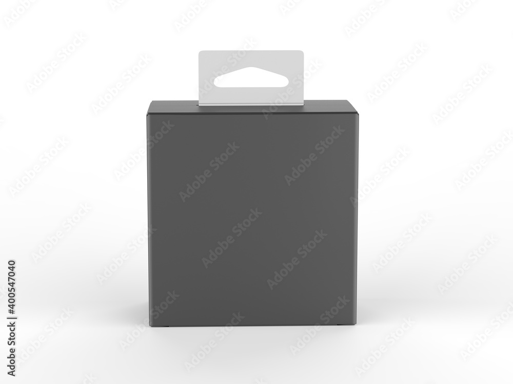 Blank paper box packaging with hand tab for mockup design and branding, 3d render illustration. Blank paper box packaging with hand tab for mockup design and branding, 3d render illustration.