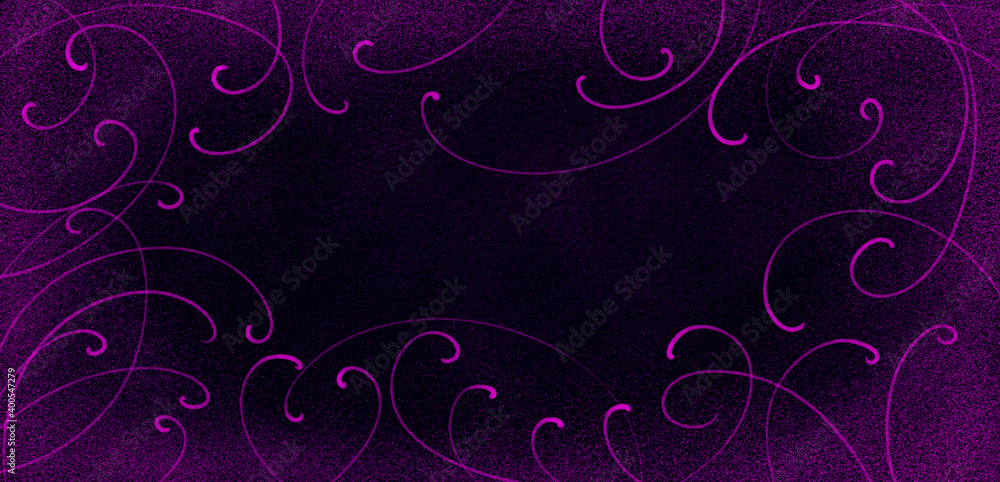 dark black abstract background with pink curls at the edges and grain dark black abstract background with pink curls at the edges and grain
