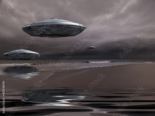 Flying saucers over the ocean