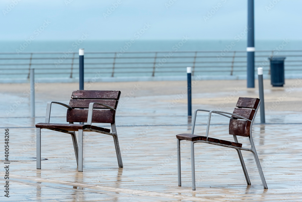 chairs on the empty beach chairs on the empty beach