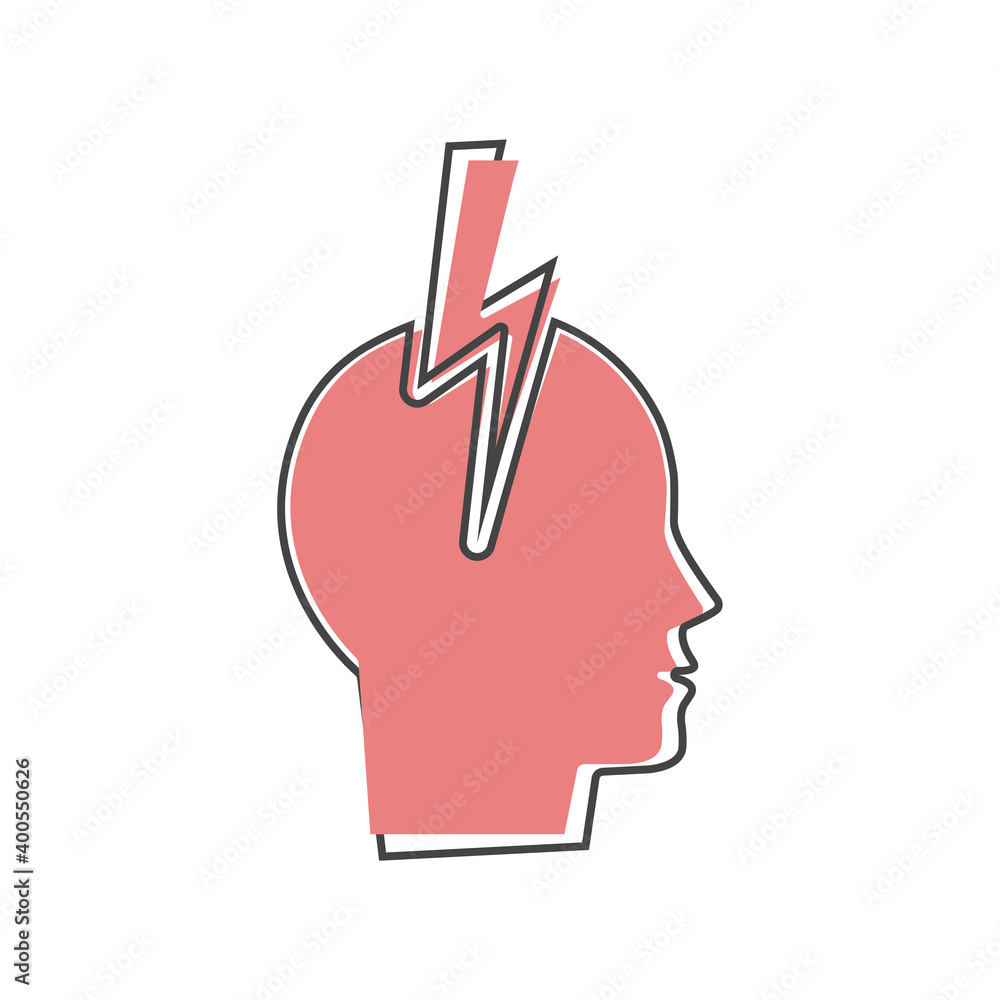 Vector icon stress in human on cartoon style on white isolated background.