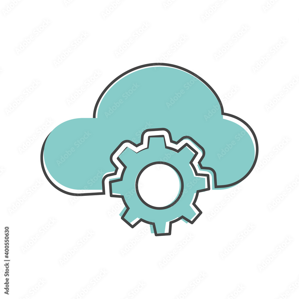 Cloud technology vector icon on cartoon style on white isolated background. Cloud technology vector icon on cartoon style on white isolated background.