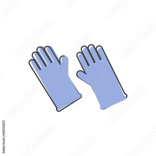 Latex or nitrile medical rubber gloves vector icon on cartoon style on white isolated background.