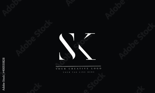 SK, KS, S, K Letter Logo Design with Creative Modern Trendy Typography	
