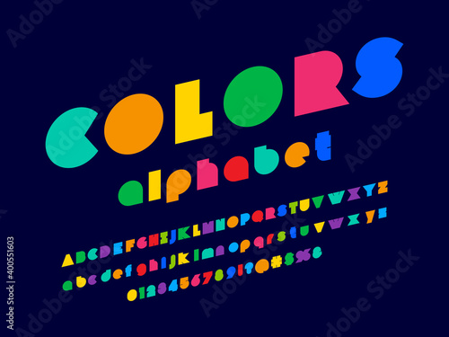 Vector of modern abstract alphabet design uppercase, lowercase, numbers and symbols