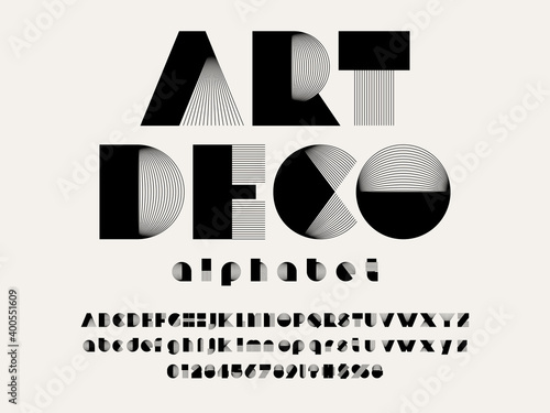 Vector of modern abstract alphabet design uppercase, lowercase, numbers and symbols