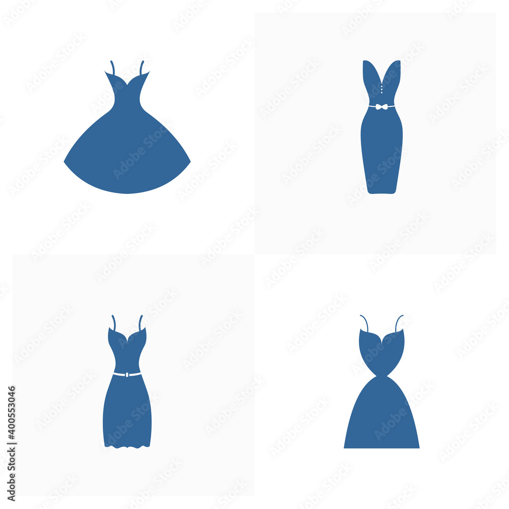 Set of Women's clothes icon design vector template, Party supplies design concept, Icon symbol, Illustration