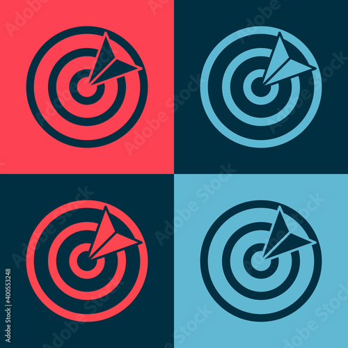 Pop art Target sport icon isolated on color background. Clean target with numbers for shooting range or shooting. Vector Illustration.