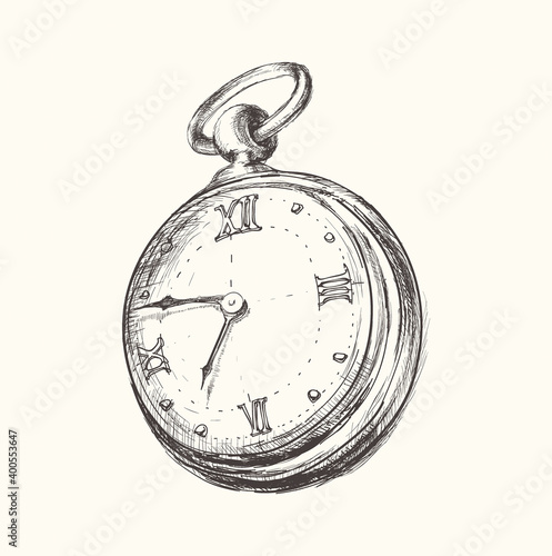 Hand Drawn Vintage Watch Clock Sketch Vector Illustration