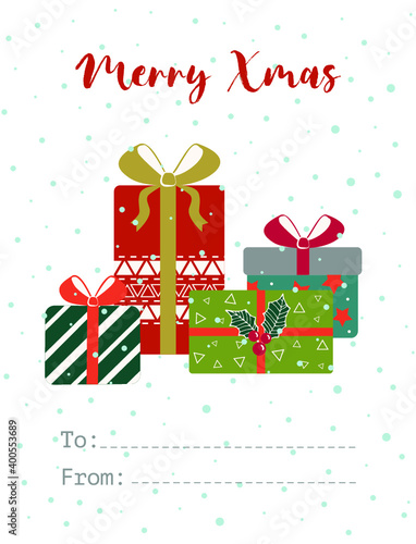 Merry Christmas greeting cards and invitations. Vector elements for Xmas design. 