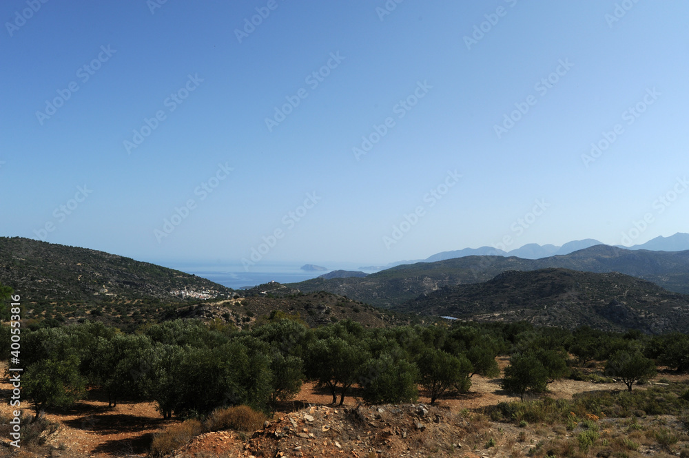 Le golfe de Mirabello vu depuis Kalamafka à Iérapétra en Crète