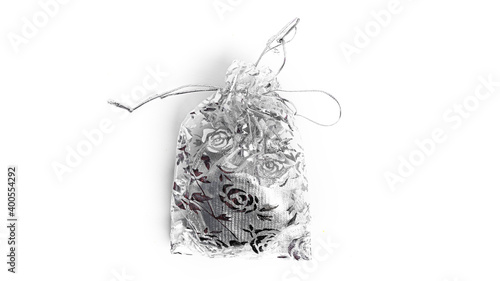Gift silver bag isolated on a white background. High quality photo