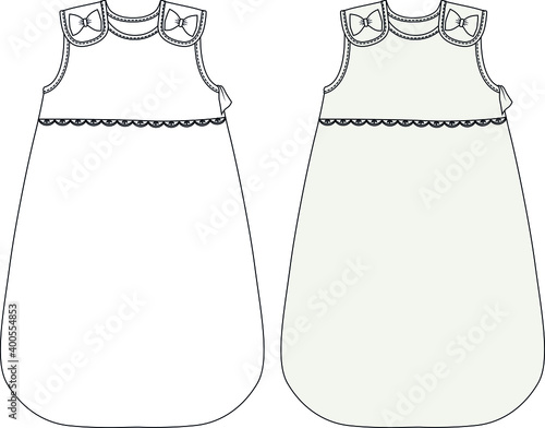 Baby Sleep Sack vector technical sketch. Baby Sleeping Bag