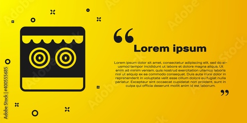 Black Shooting gallery icon isolated on yellow background. Vector.