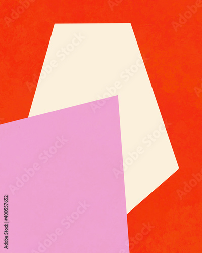 geometric shapes art 70s retro orange-pink texture abstract painting