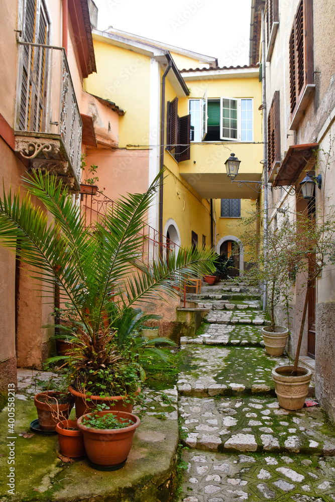 An alley in Pietravairano, a village in the province of Caserta, Italy.
