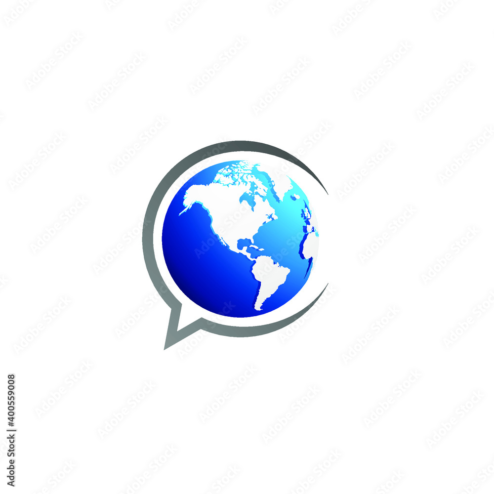 Globe Chat Logo Design Globe Chat Logo Design
