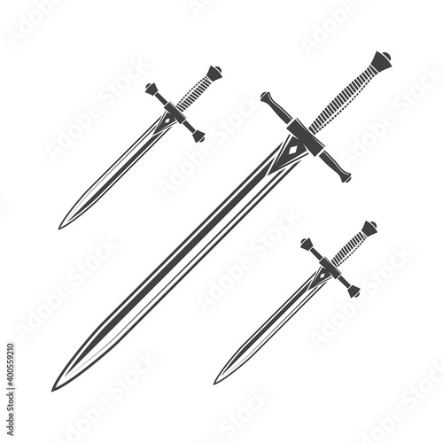 Fototapete Knife, dagger and sword isolated on the white background