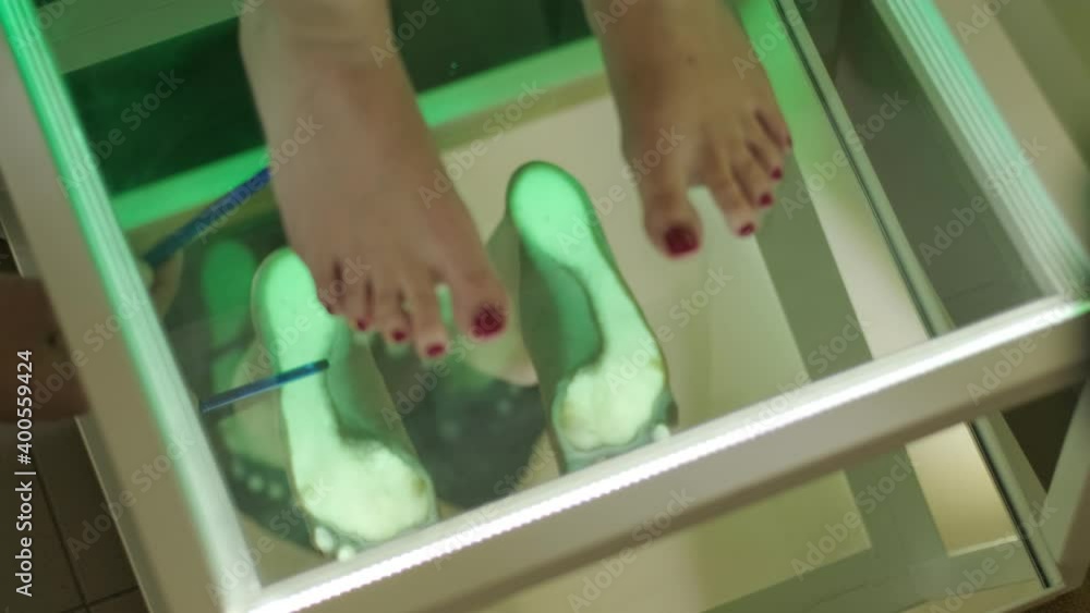 Measuring feet pressure point for supporting sports insoles. Posture