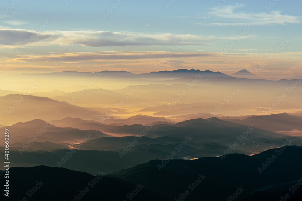 Fototapeta premium Abendrot cloud sea on Goryu dake