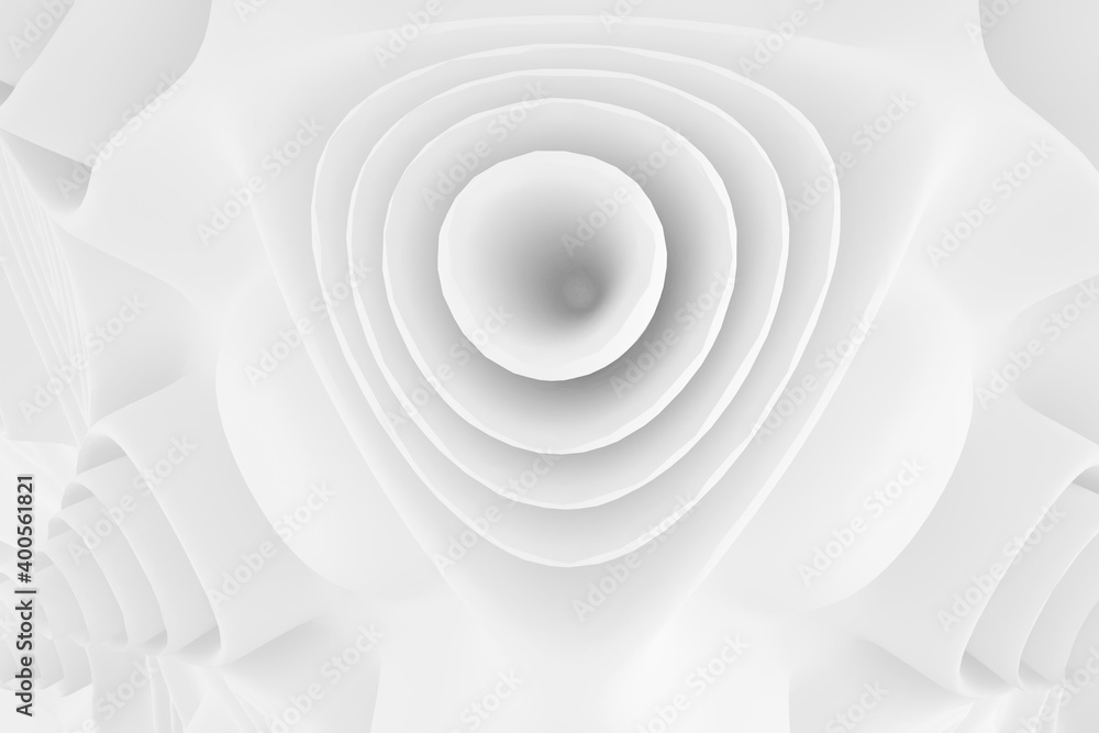 Obraz premium Minimalist organic abstract background. Natural black and white cyberpunk structure. Three-dimensional render visualization of microscopic shapes.