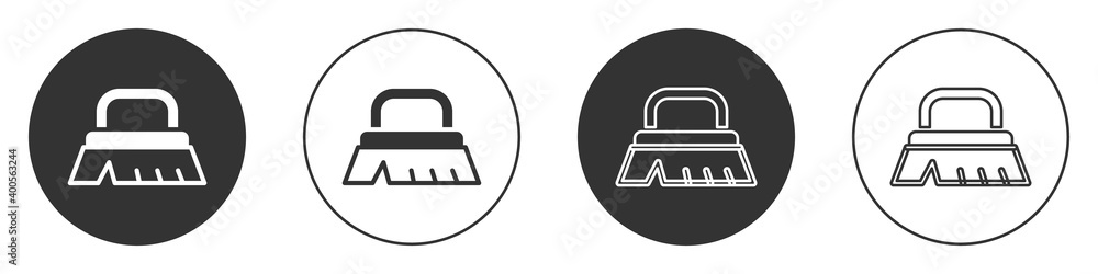 Black Brush for cleaning icon isolated on white background. Circle button. Vector. Black Brush for cleaning icon isolated on white background. Circle button. Vector.