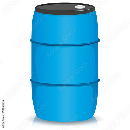 Blue drum or bobbin illustration for liquid products and debris. Ideal for institutional material catalogs
