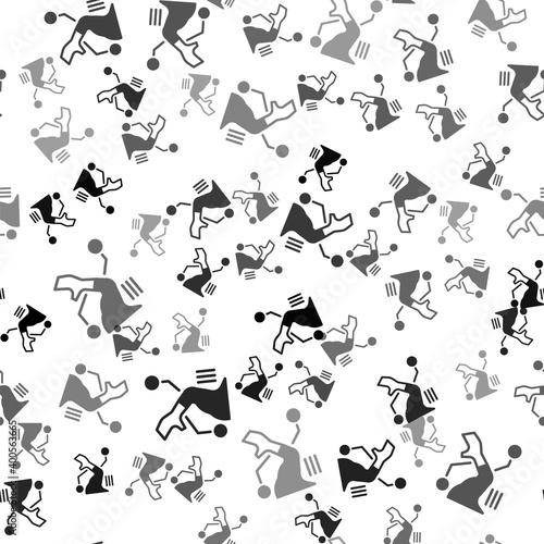 Black Prosthesis hand icon isolated seamless pattern on white background. Futuristic concept of bionic arm, robotic mechanical hand. Vector.