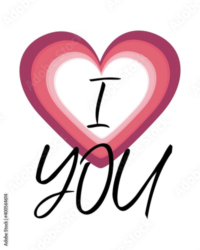 bright card for valentine's day with a big bright heart and the inscription I love you. cute design for love confession