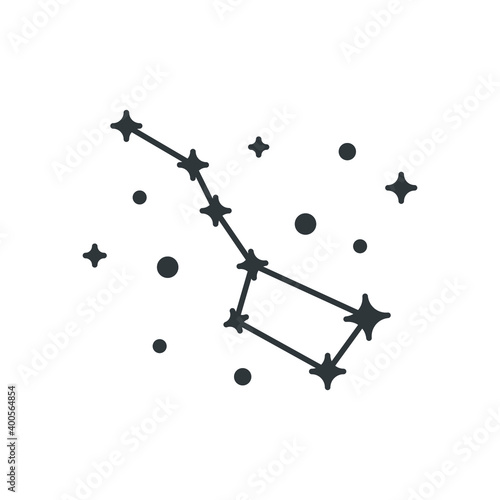Constellation Ursa Major Big Dipper Great Bear solid icon.   concept of astronomy can be used for web and mobile simple sign logo.  Vector illustration design on white background. EPS 10       