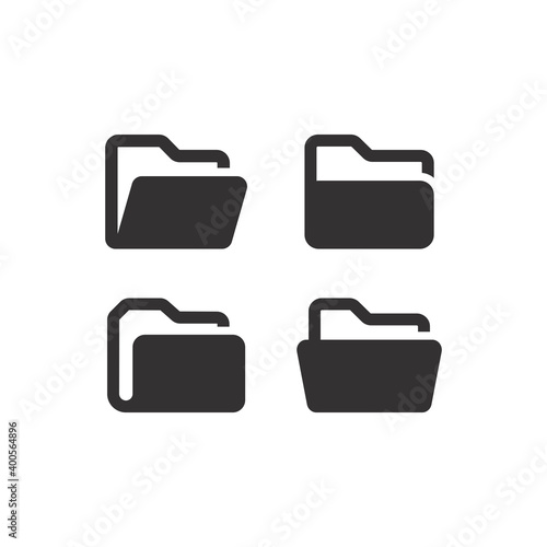Folder or file black vector icon set. Web document glyph symbol.