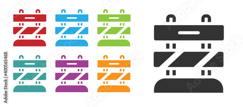 Black End of railway tracks icon isolated on white background. Stop sign. Railroad buffer end to destination. Set icons colorful. Vector.