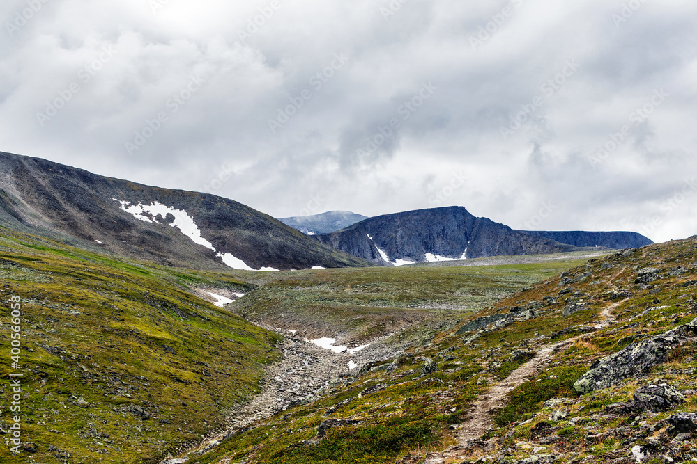 mountain valley in the subpolar urals on a summer day