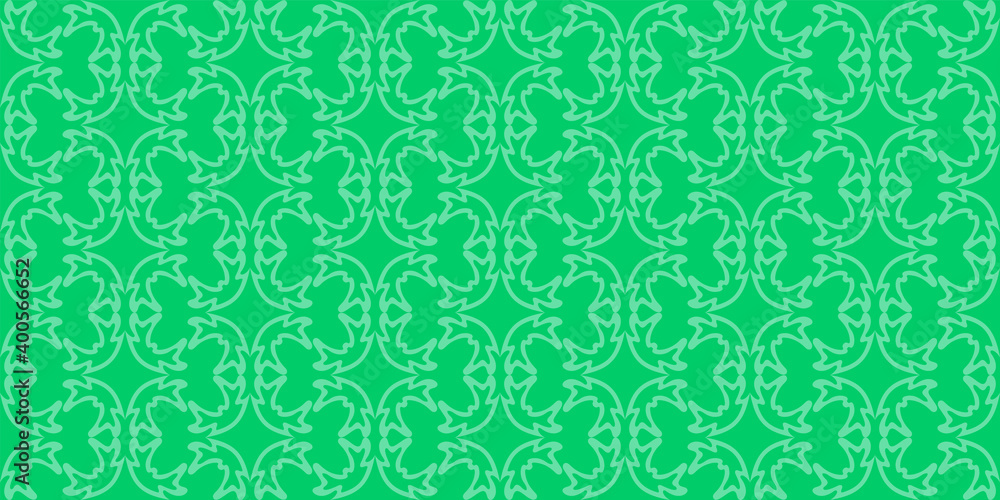 Green wallpaper background, floral pattern for seamless textures, monochrome
