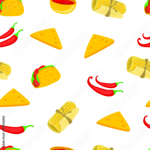 Mexican food seamless pattern background vector.