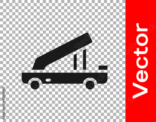 Black Passenger ladder for plane boarding icon isolated on transparent background. Airport stair travel. Vector.