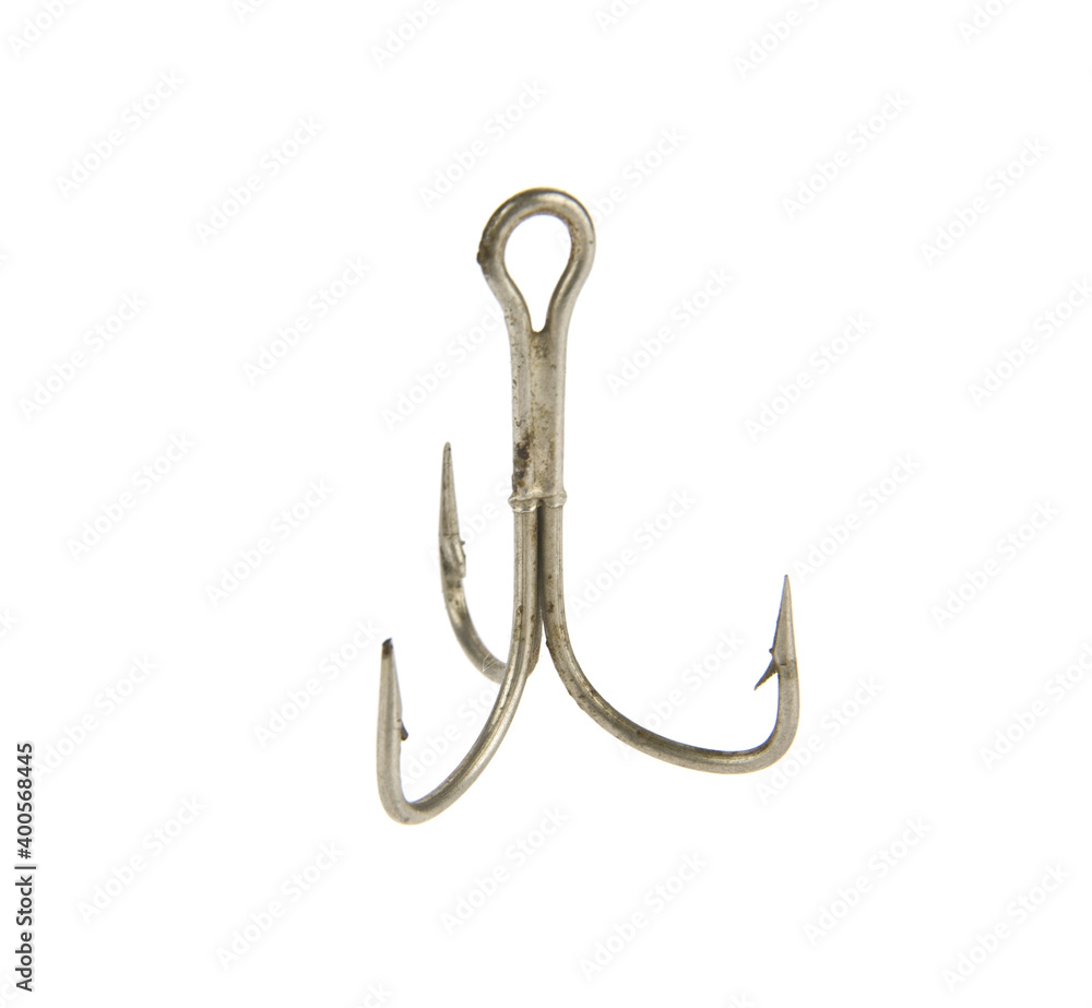 Metal fishing hook isolated on a white. Metal fishing hook isolated on a white.
