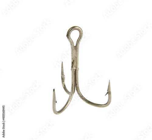 Metal fishing hook isolated on a white.