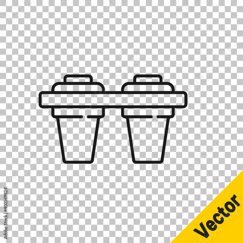 Black line Water filter icon isolated on transparent background. System for filtration of water. Reverse osmosis system. Vector Illustration.