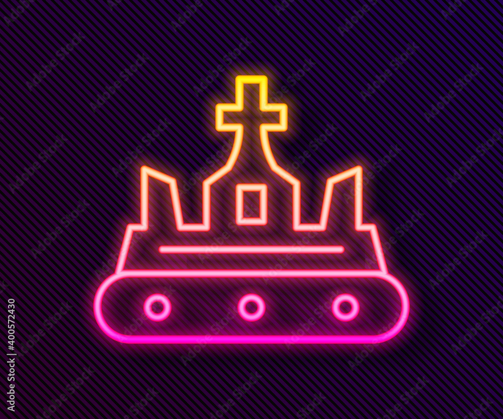 Obraz premium Glowing neon line British crown icon isolated on black background. Vector.