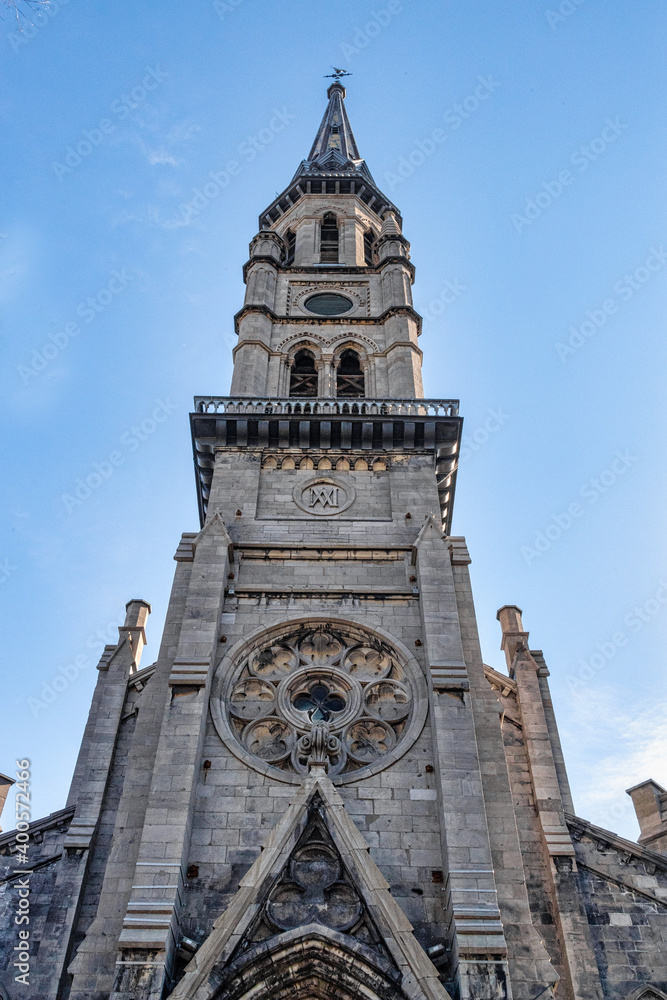 Saint Jacques church bell tower or steeple, Montreal, Canada