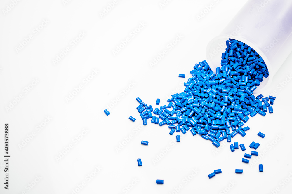 Fototapeta premium Plastic granules close up for holding,Colorful Plastic granules with white background.