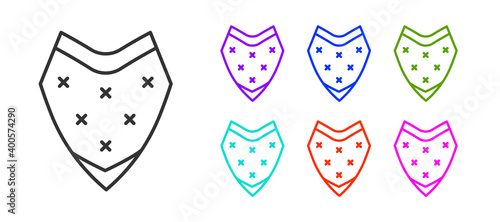 Black line Traditional mexican poncho clothing icon isolated on white background. Set icons colorful. Vector.
