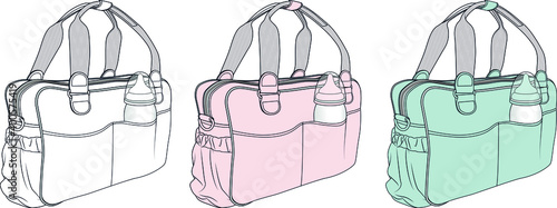BABY care bag template vector sketch