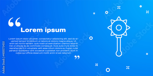 White line Medieval chained mace ball icon isolated on blue background. Medieval weapon. Vector.