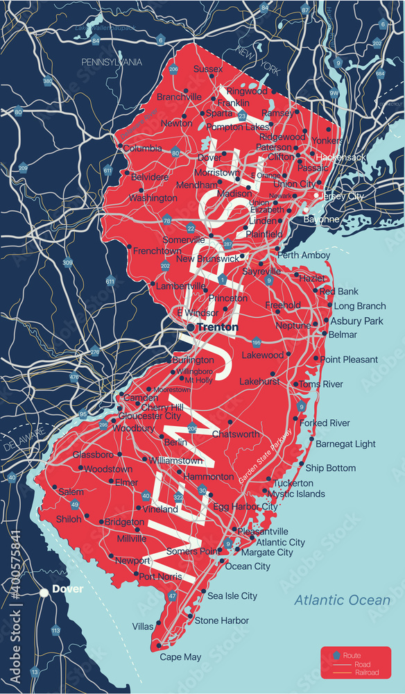 new jersey maps cities and towns