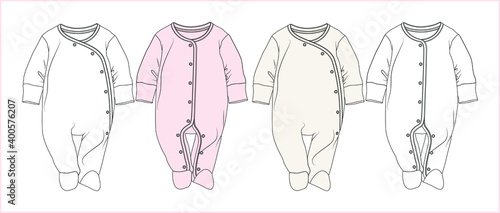 Baby Romper. Baby clothes Flat Sketch. vector illustration
