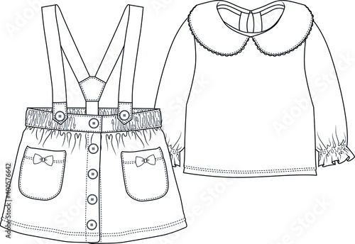Baby clothes vector template. Flat sketch