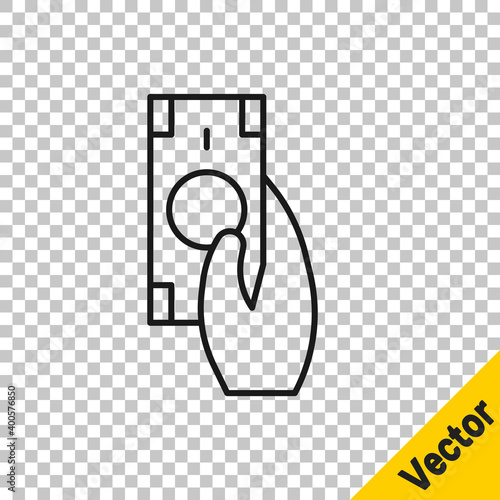 Black line Fast payments icon isolated on transparent background. Fast money transfer payment. Financial services, fast loan, time is money, cash back concept. Vector.