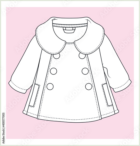 Baby girl coat vector template